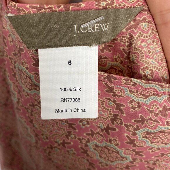 J.Crew 100% Silk Mini Slip Dress Bohemian Paisley Print - Size 6 - Picture 4 of 8